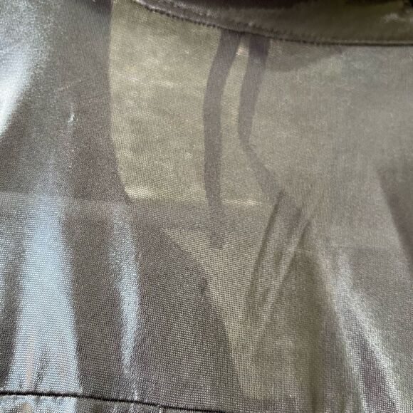 Anthropologie size M liquid leather metallic button front blouse semi sheer - Picture 4 of 7